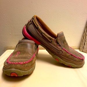 Twisted X loafers with Breast Cancer Pink Ribbon